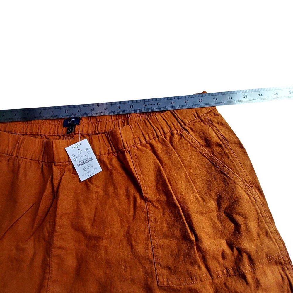 J.Crew Womens Rust Orange Linen Blend Shorts Size 2X Summer Casual Lightweight - Picture 8 of 12